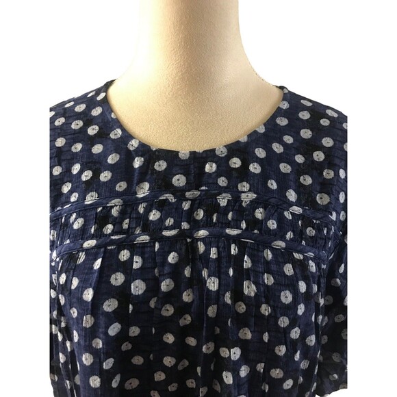 Lane Bryant Womens Plus 16 Flutter Short Sleeve Blue Polka Dot Rayon Top - Picture 2 of 9